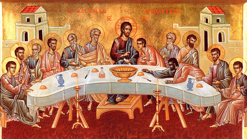 Тайная вечеря Иисус Христос с апостолами в Великий четверг икона