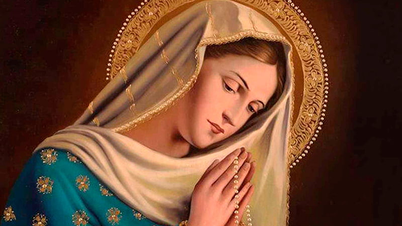Пресвятая Богородица Дева Мария с розарием икона
